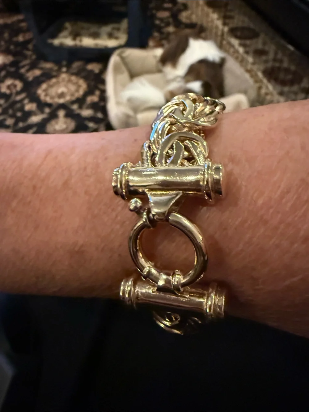 Vintage 43gm Atasay Kuyumculuc Turkey 925 Vermeil Byzantine Bracelet 8.25”